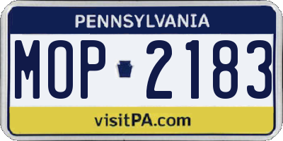 PA license plate MOP2183