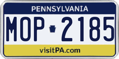PA license plate MOP2185