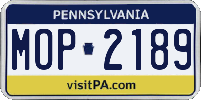 PA license plate MOP2189