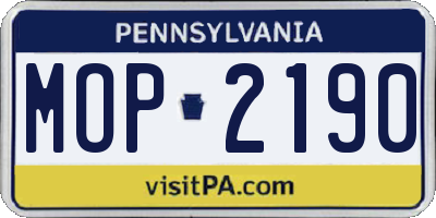 PA license plate MOP2190