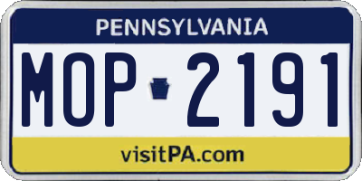 PA license plate MOP2191