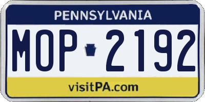 PA license plate MOP2192