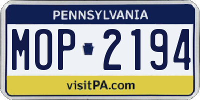 PA license plate MOP2194