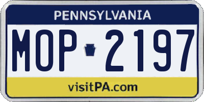 PA license plate MOP2197