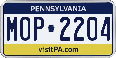 PA license plate MOP2204