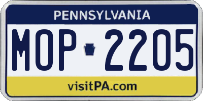 PA license plate MOP2205