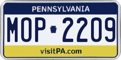 PA license plate MOP2209