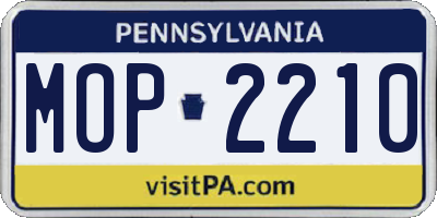 PA license plate MOP2210