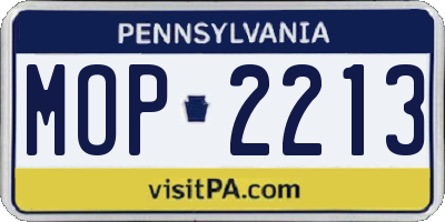 PA license plate MOP2213