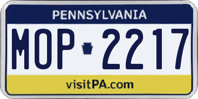 PA license plate MOP2217