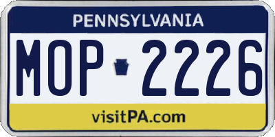 PA license plate MOP2226