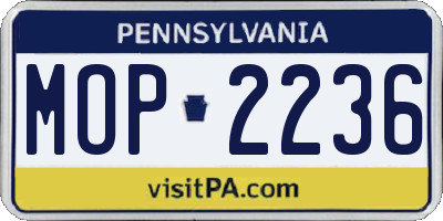 PA license plate MOP2236