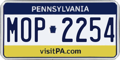 PA license plate MOP2254