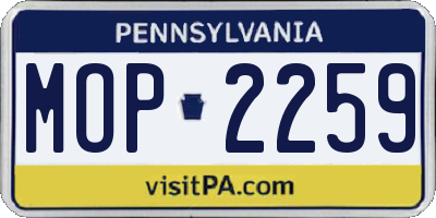 PA license plate MOP2259