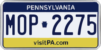 PA license plate MOP2275