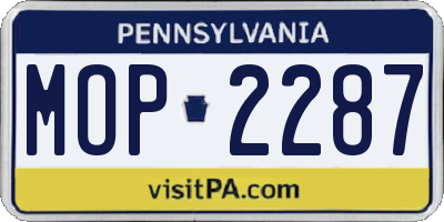 PA license plate MOP2287