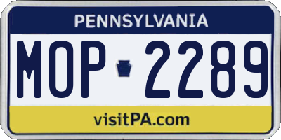 PA license plate MOP2289