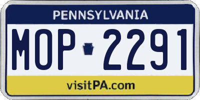 PA license plate MOP2291