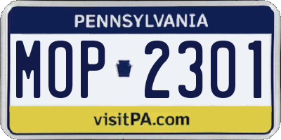 PA license plate MOP2301