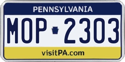 PA license plate MOP2303