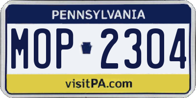 PA license plate MOP2304