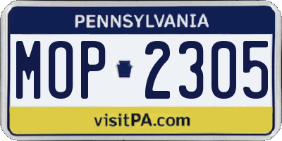PA license plate MOP2305
