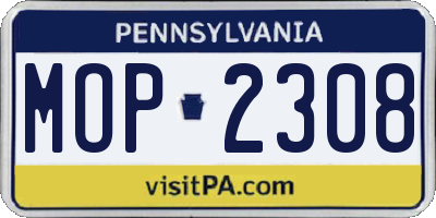 PA license plate MOP2308