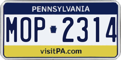 PA license plate MOP2314