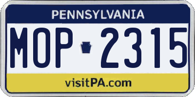 PA license plate MOP2315