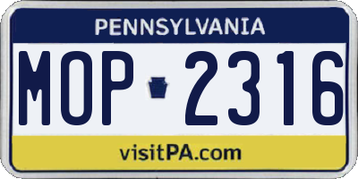 PA license plate MOP2316