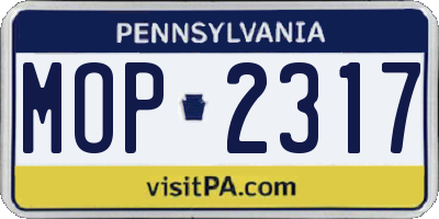 PA license plate MOP2317