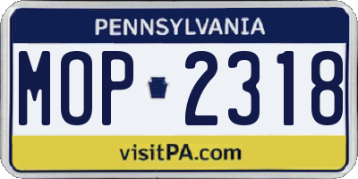 PA license plate MOP2318