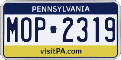 PA license plate MOP2319