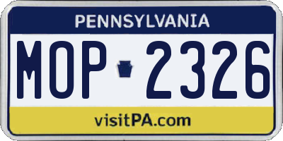 PA license plate MOP2326
