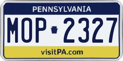 PA license plate MOP2327