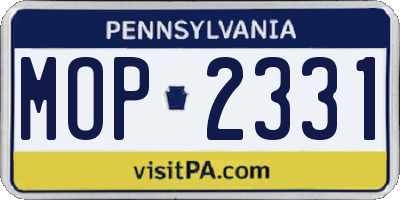 PA license plate MOP2331