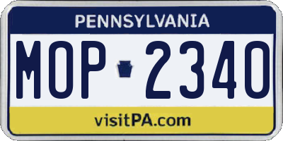 PA license plate MOP2340