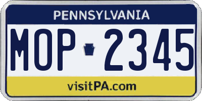 PA license plate MOP2345