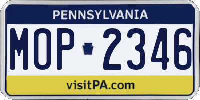 PA license plate MOP2346