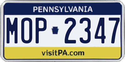 PA license plate MOP2347