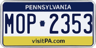 PA license plate MOP2353