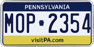 PA license plate MOP2354