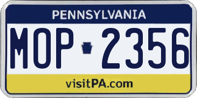 PA license plate MOP2356