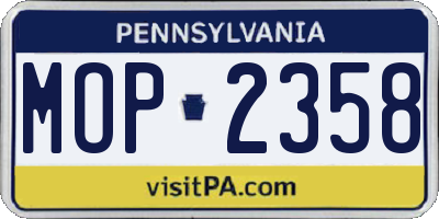 PA license plate MOP2358