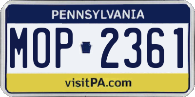 PA license plate MOP2361
