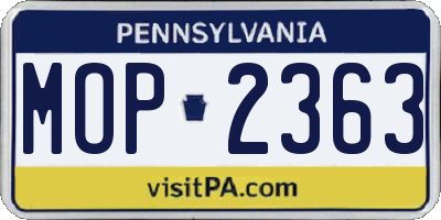 PA license plate MOP2363
