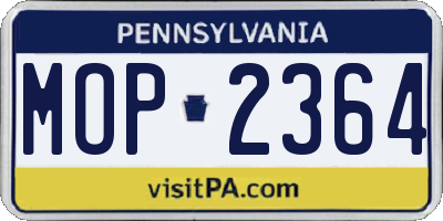 PA license plate MOP2364