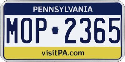 PA license plate MOP2365