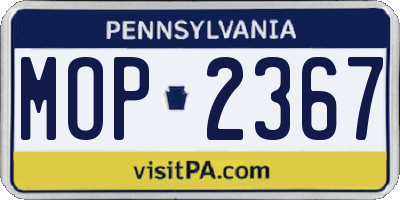 PA license plate MOP2367