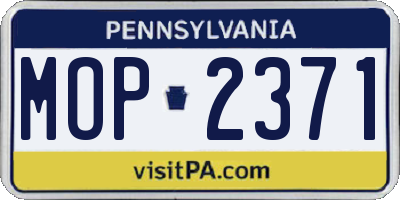 PA license plate MOP2371